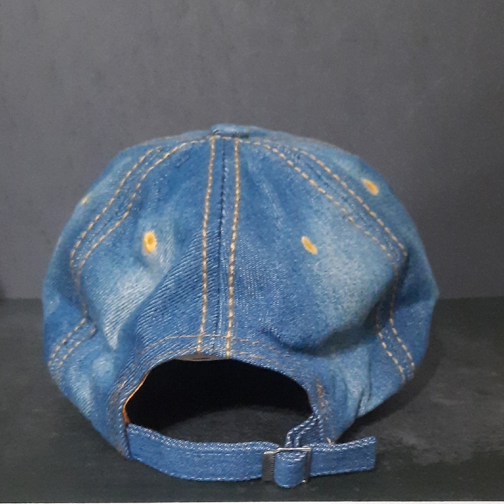 NWOT Denim Rhinestone American Flag Baseball Cap - Blue - Picture 3 of 6